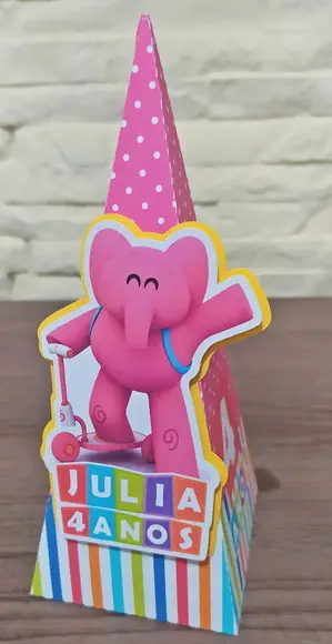 Caixa Pirâmide 3d Pocoyo Rosa
