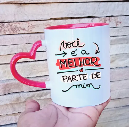 Caneca Alça de Coração Dia dos Namorados