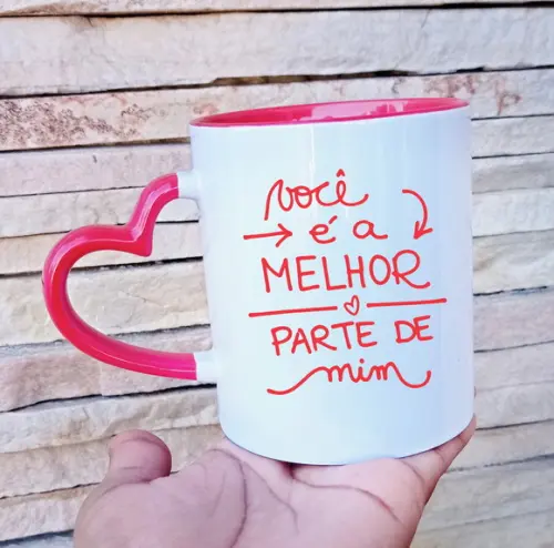 Caneca Alça de Coração Dia dos Namorados