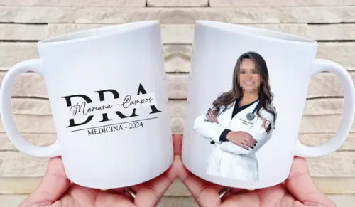 Caneca Medicina c/ Foto - Presente Formatura - 4 Unidades