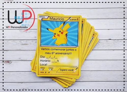 Convite Pokemon - 10 Unidades