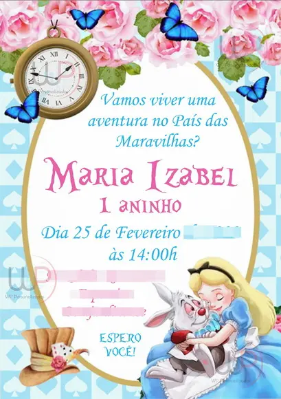 Convite Virtual Alice no País das Maravilhas