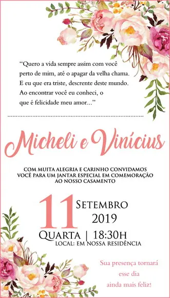Convite Virtual Casamento Floral
