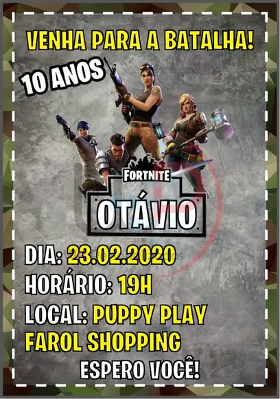 Convite Virtual Fortnite