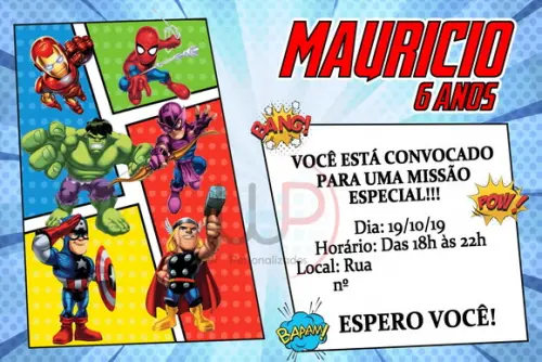 Convite Virtual Vingadores Cute