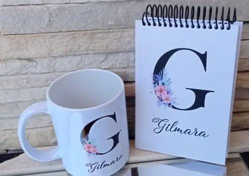 Kit Caneca + Bloco Personalizado Floral