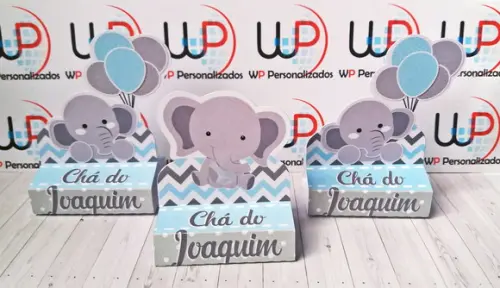 Kit Festa Elefantinho Cinza e Azul - 20 Unidades