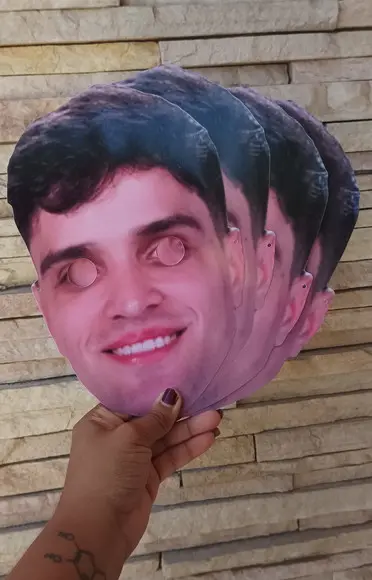 Máscara de Papel Personalizada c/ Foto de Rosto - 10 Un.