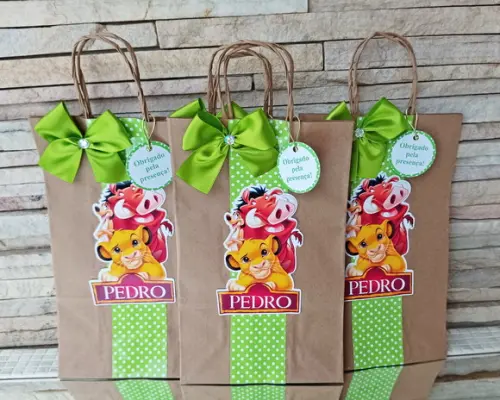 Sacolinha Personalizada Rei Leão - 10 Unidades