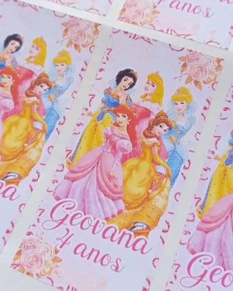 Adesivo Tubete Princesas Disney - 12 Unidades