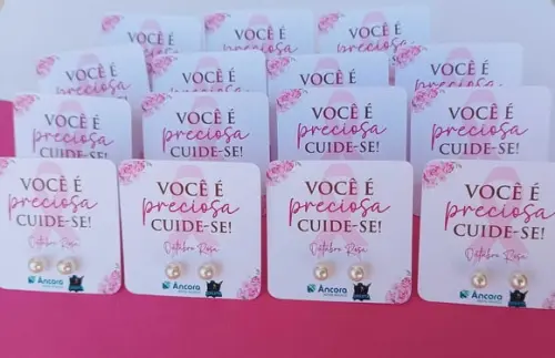 Brinco Pérola Brinde Outubro Rosa