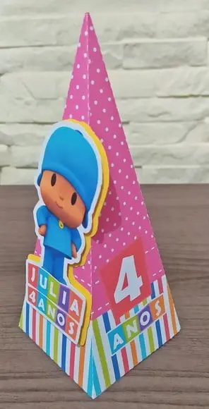 Caixa Pirâmide 3d Pocoyo Rosa