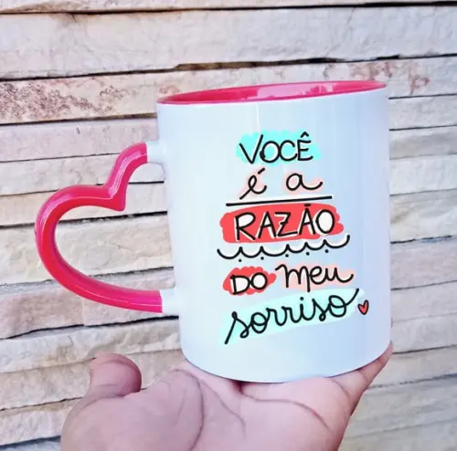 Caneca Alça de Coração Dia dos Namorados