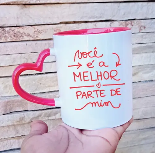 Caneca Alça de Coração Dia dos Namorados