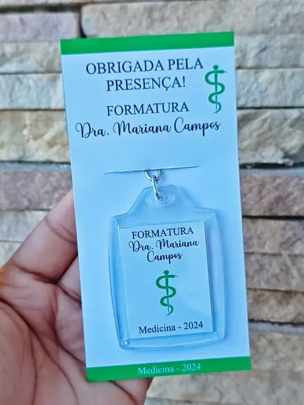 Chaveiro de Acrílico Personalizado Formatura - 10 Unidades