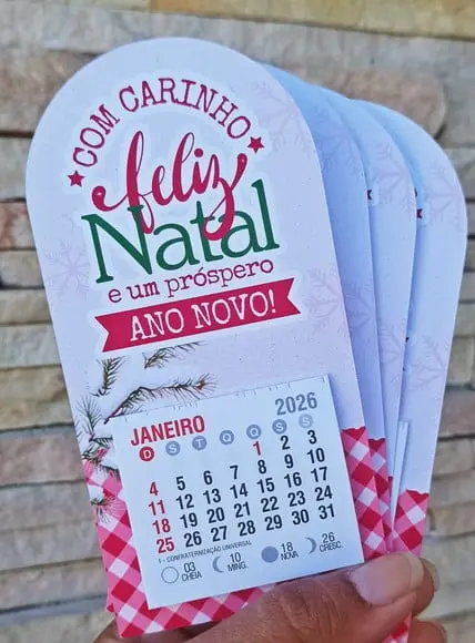 Mini Calendário Ímã Natal/ano Novo 2026