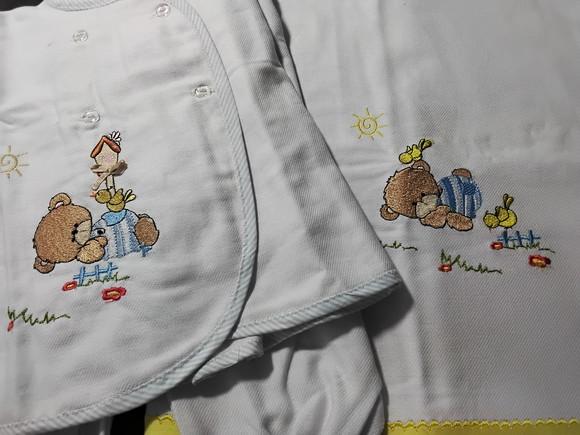 Pijama de Flanela e Cueiro Bordados 003