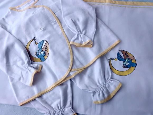 Pijama de Flanela e Cueiro Bordados 006