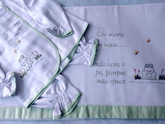 Pijama de Flanela e Cueiro Bordados 004