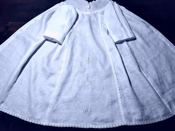 Túnica de Batismo(pregas ) Cambraia de Linho 007 ( Unisex )