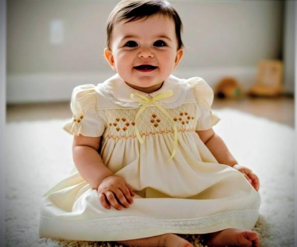 Vestido de Fustão Amarelo Bordado Casinha de Abelha 007