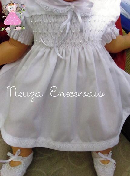 Vestido de Fustão Branco Casinha de Abelha e Pérolas004