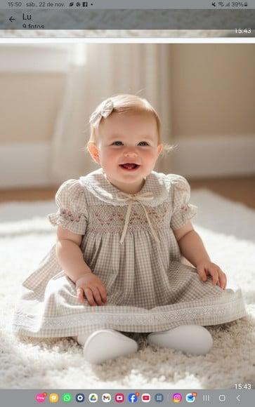 Vestido Xadrez de Nude Casinha de Abelha e Flores 009