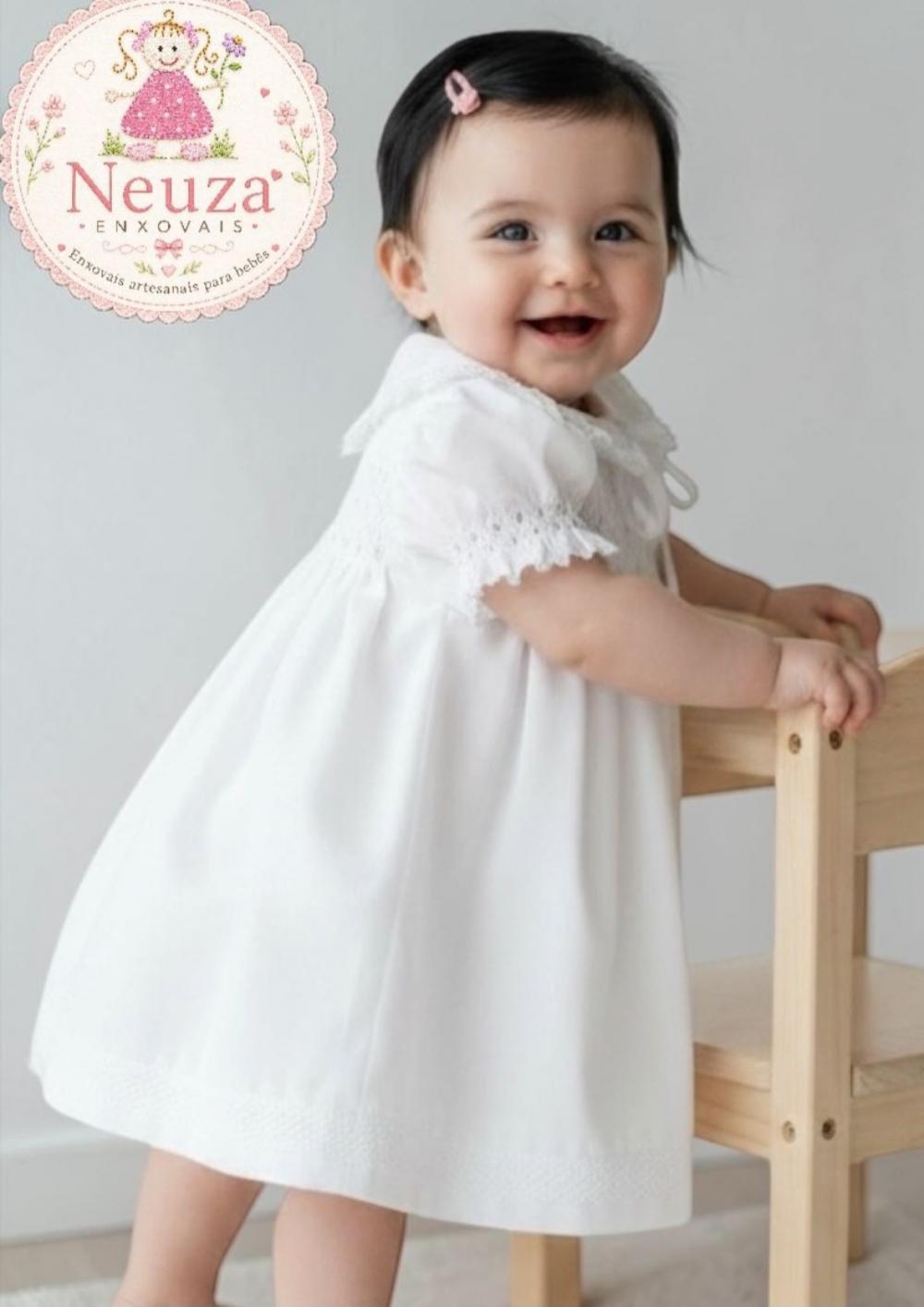 Vestido de Fustão Branco Casinha de Abelha e Pérolas004