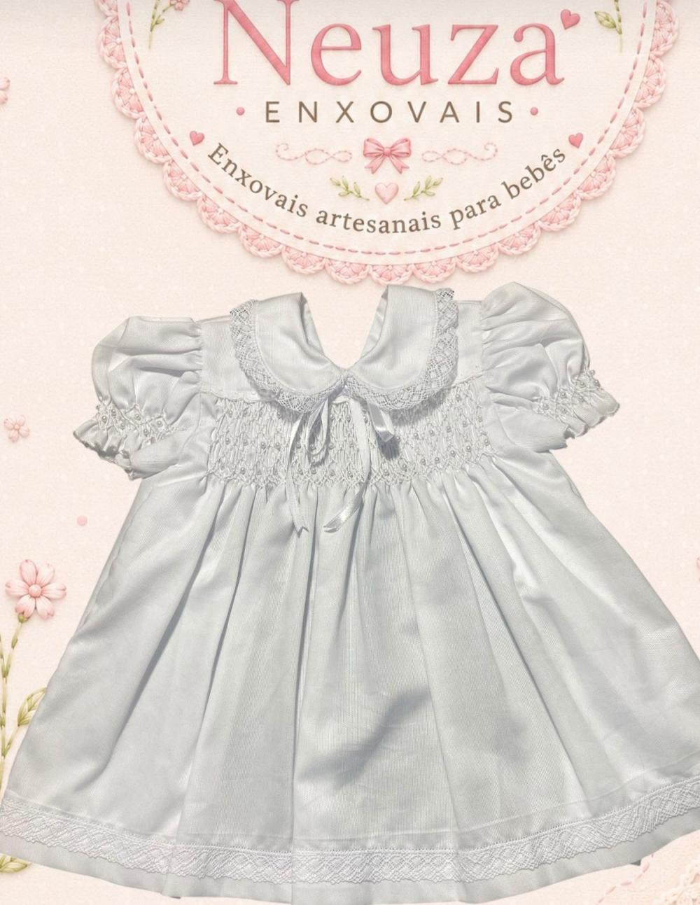 Vestido de Fustão Branco Casinha de Abelha e Pérolas004