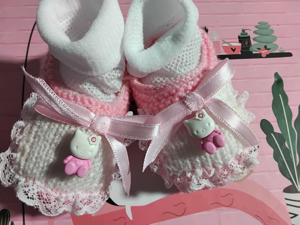 sapatinho de tricô rosa 015