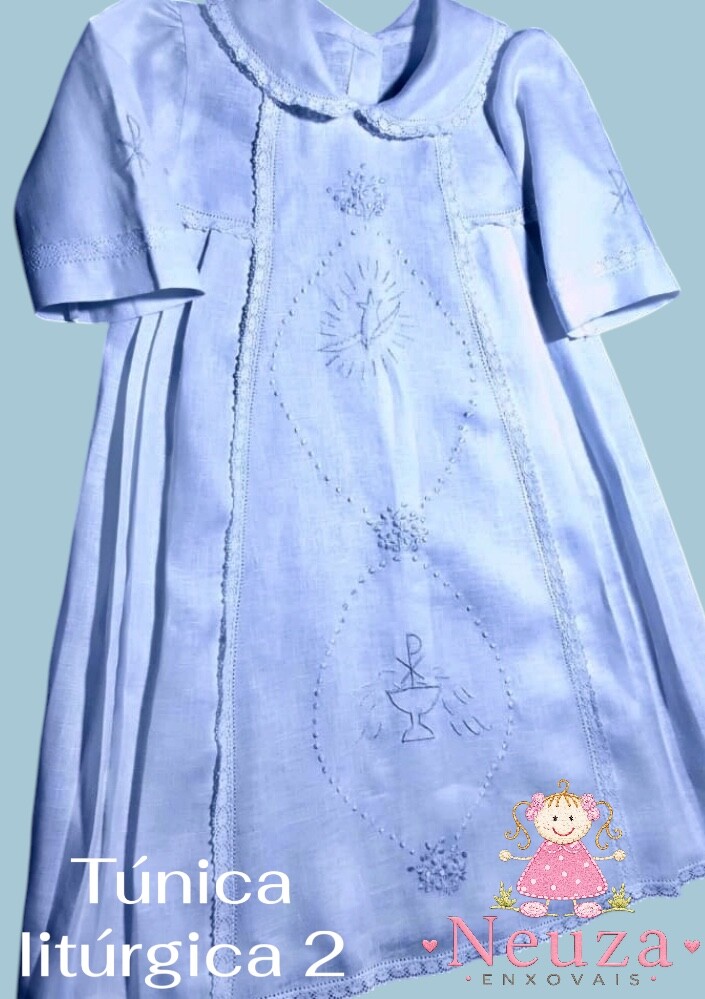 Túnica de Batismo(LITÚRGICA 2) Cambraia de Linho ( Unisex )
