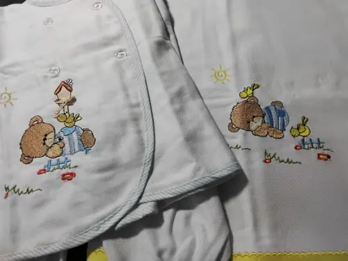 Pijama de Flanela e Cueiro Bordados 003