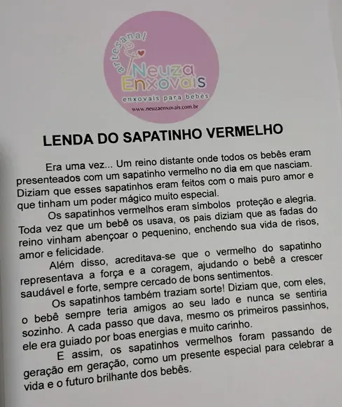 Sapatinho Vermelho com a Lenda do sapatinho Vermelho