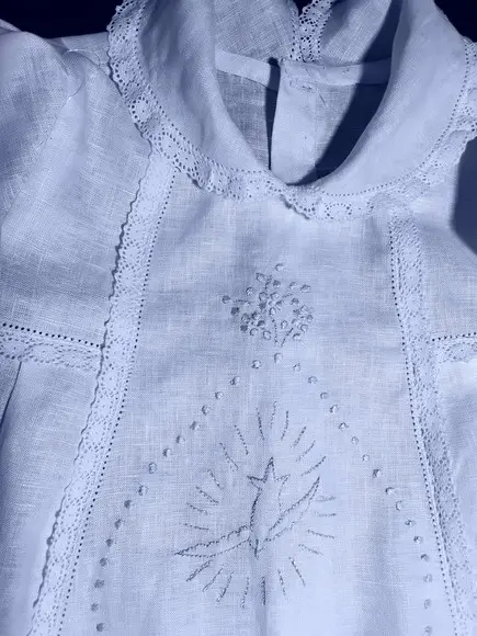 Túnica de Batismo(pregas ) Cambraia de Linho 007 ( Unisex )