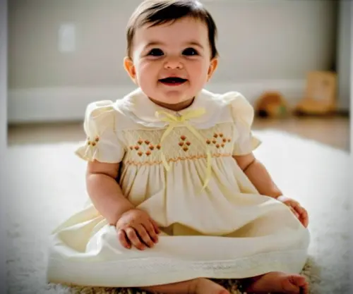 Vestido de Fustão Amarelo Bordado Casinha de Abelha 007