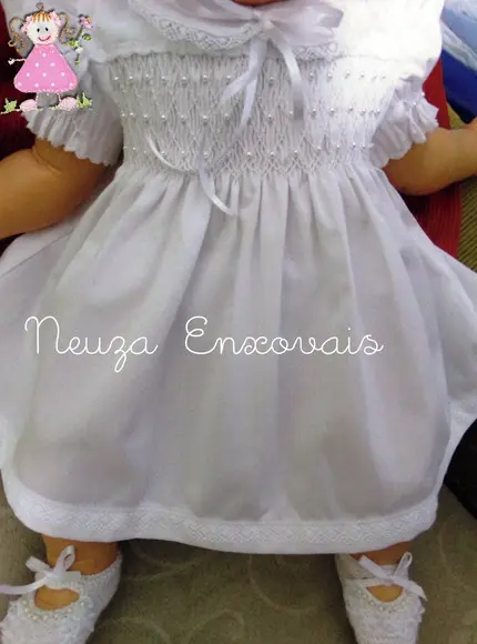 Vestido de Fustão Branco Casinha de Abelha e Pérolas004