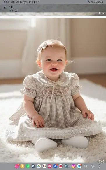 Vestido Xadrez de Nude Casinha de Abelha e Flores 009