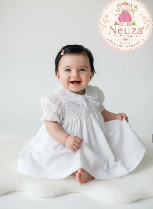 Vestido de Fustão Branco Casinha de Abelha e Pérolas004