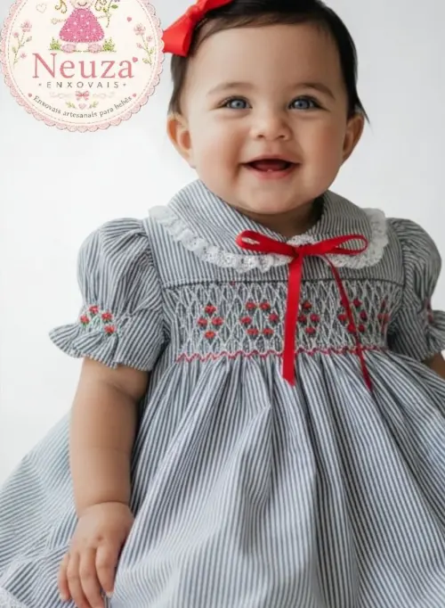 Vestido de Listras em Azulão Casinha de Abelha 003