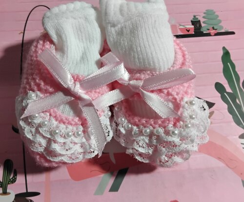 sapatinho de tricô rosa 013
