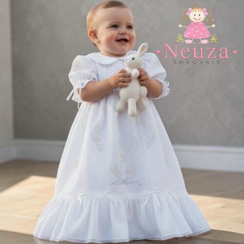 Mandrião (vestido)  de Batismo em Linho " Laura "003