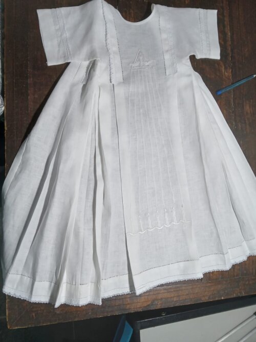 Túnica de Batismo 7dons Bordada em Branco ( Unisex )