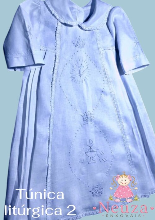 Túnica de Batismo(LITÚRGICA 2) Cambraia de Linho ( Unisex )