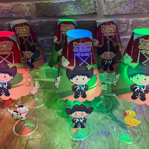 Abajur Centro de Mesa com Led Fazendinha