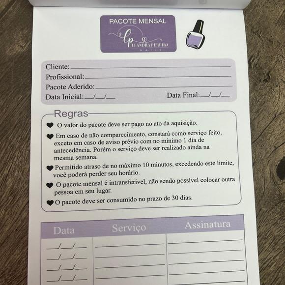 Bloco de Folhas Receituário Manicure