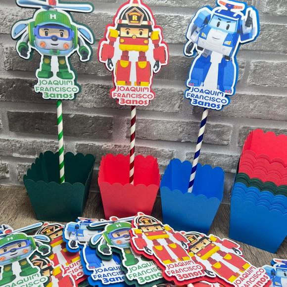 Cachepô Centro de Mesa Robocar Poli