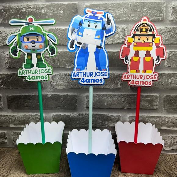 Cachepô Centro de Mesa Robocar Poli