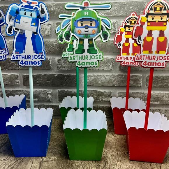 Cachepô Centro de Mesa Robocar Poli