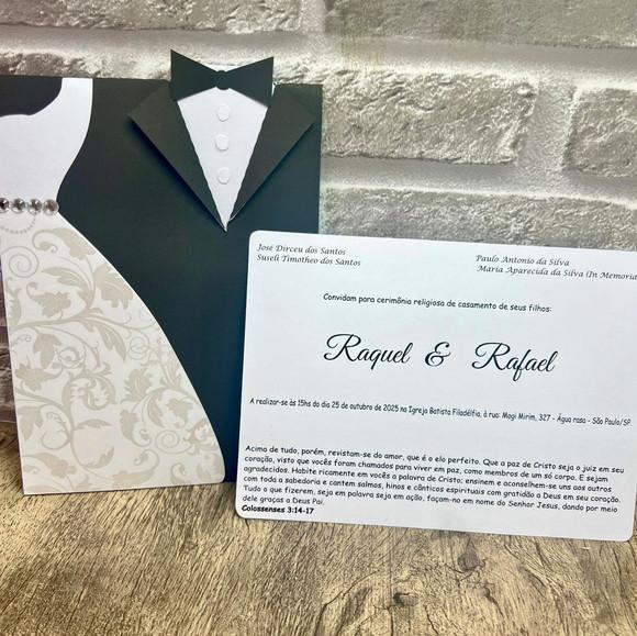 Convite Casamento Noivos Terno Vestido
