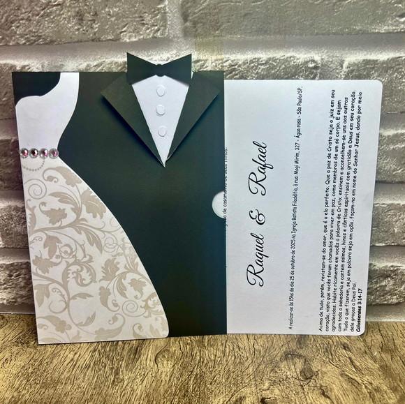 Convite Casamento Noivos Terno Vestido
